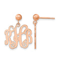 Sterling Silver/Rose-plated Monogram Post Dangle Earrings