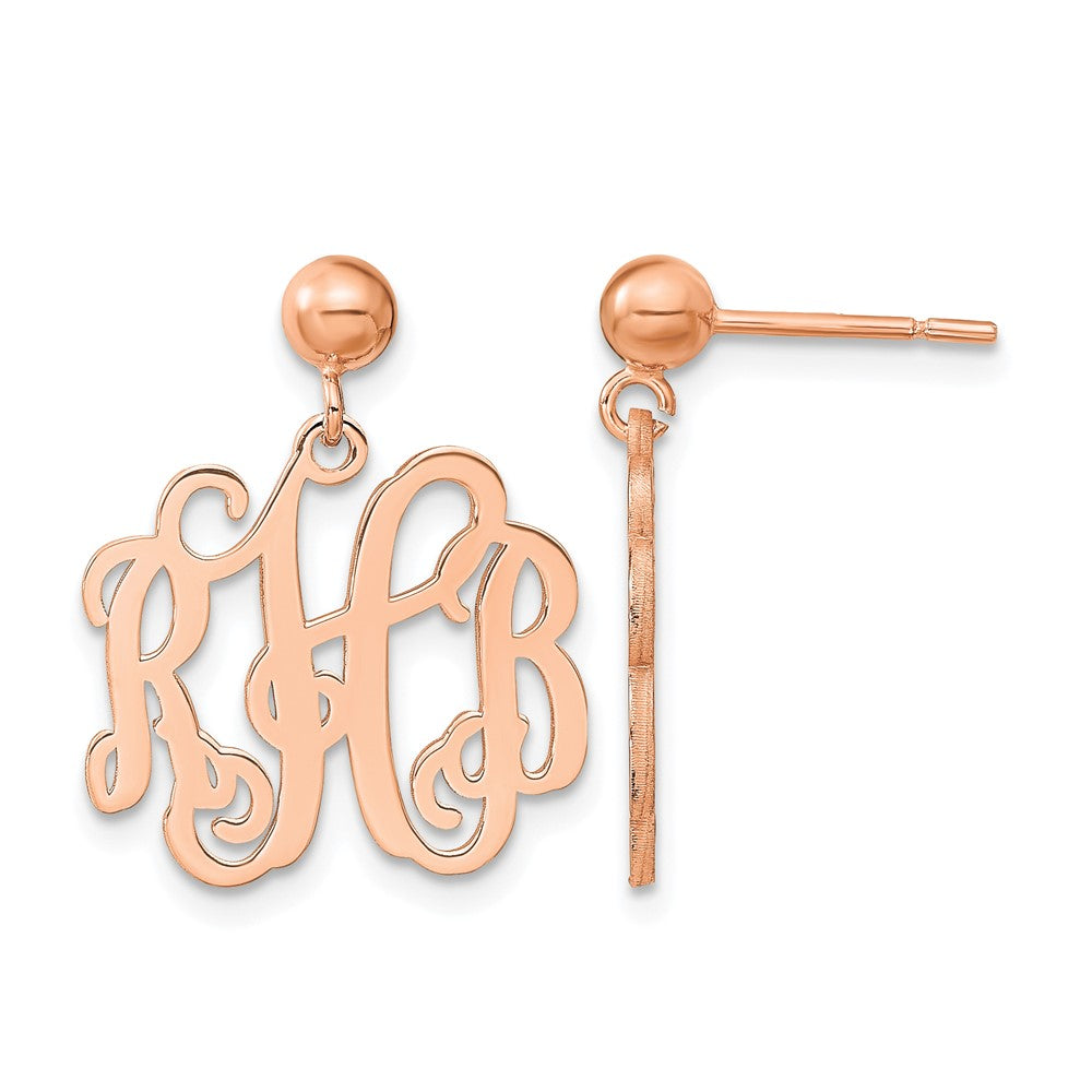 Sterling Silver/Rose-plated Monogram Post Dangle Earrings