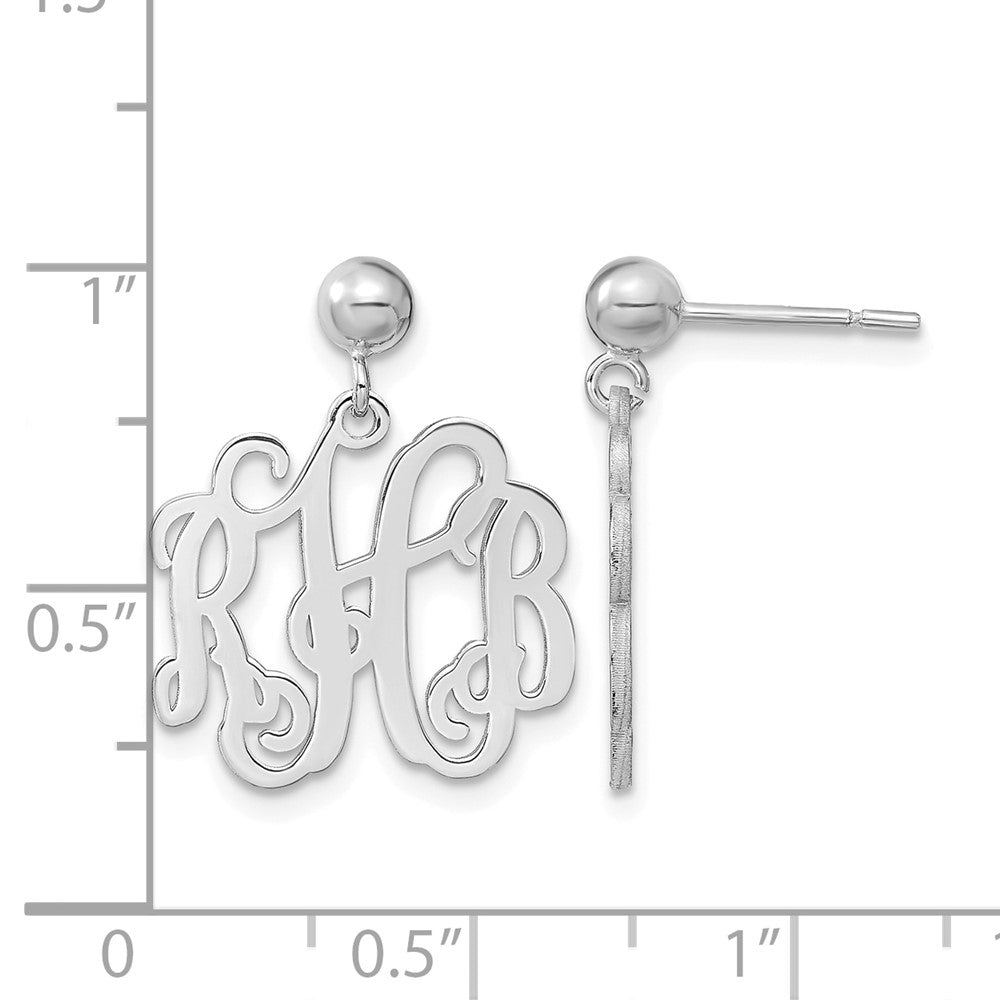 14k White Gold Monogram Dangle Earrings