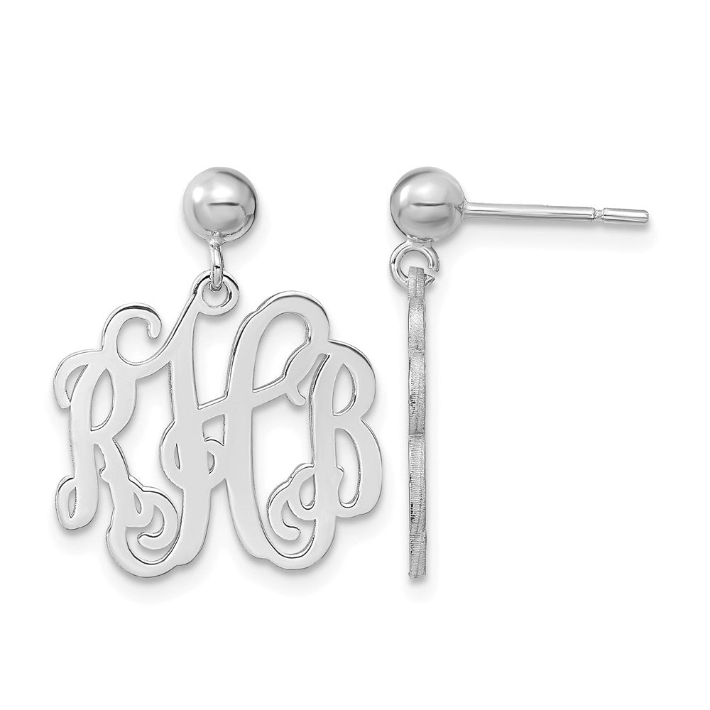 Sterling Silver/Rhodium-plated Monogram Dangle Earrings