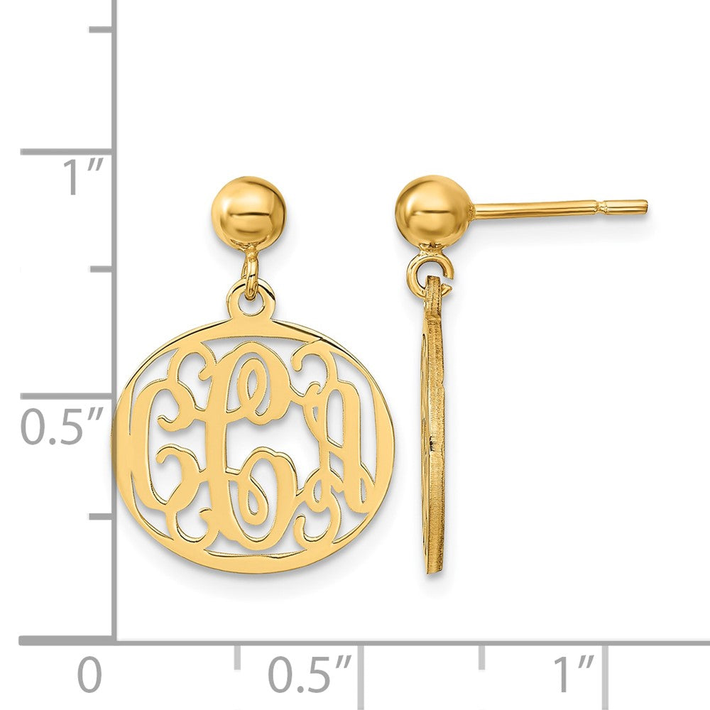 14k Yellow Gold Monogram Dangle Earrings