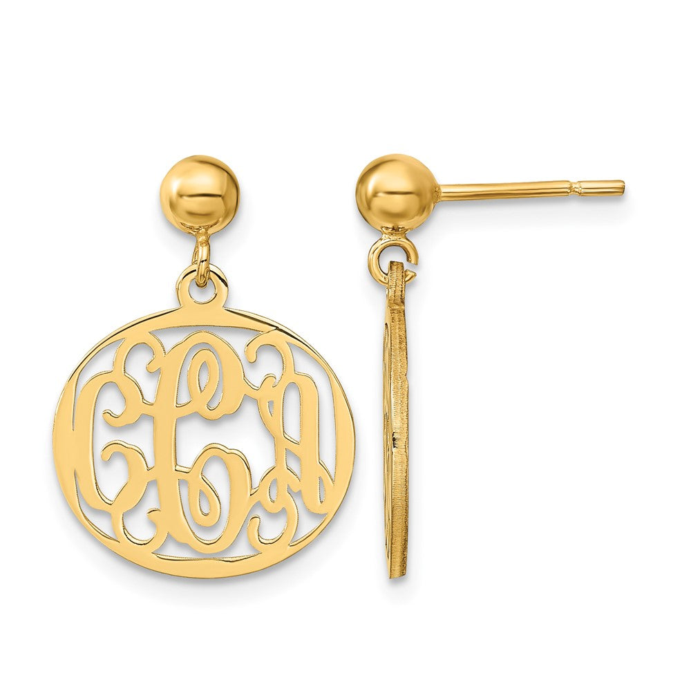 14k Yellow Gold Monogram Dangle Earrings