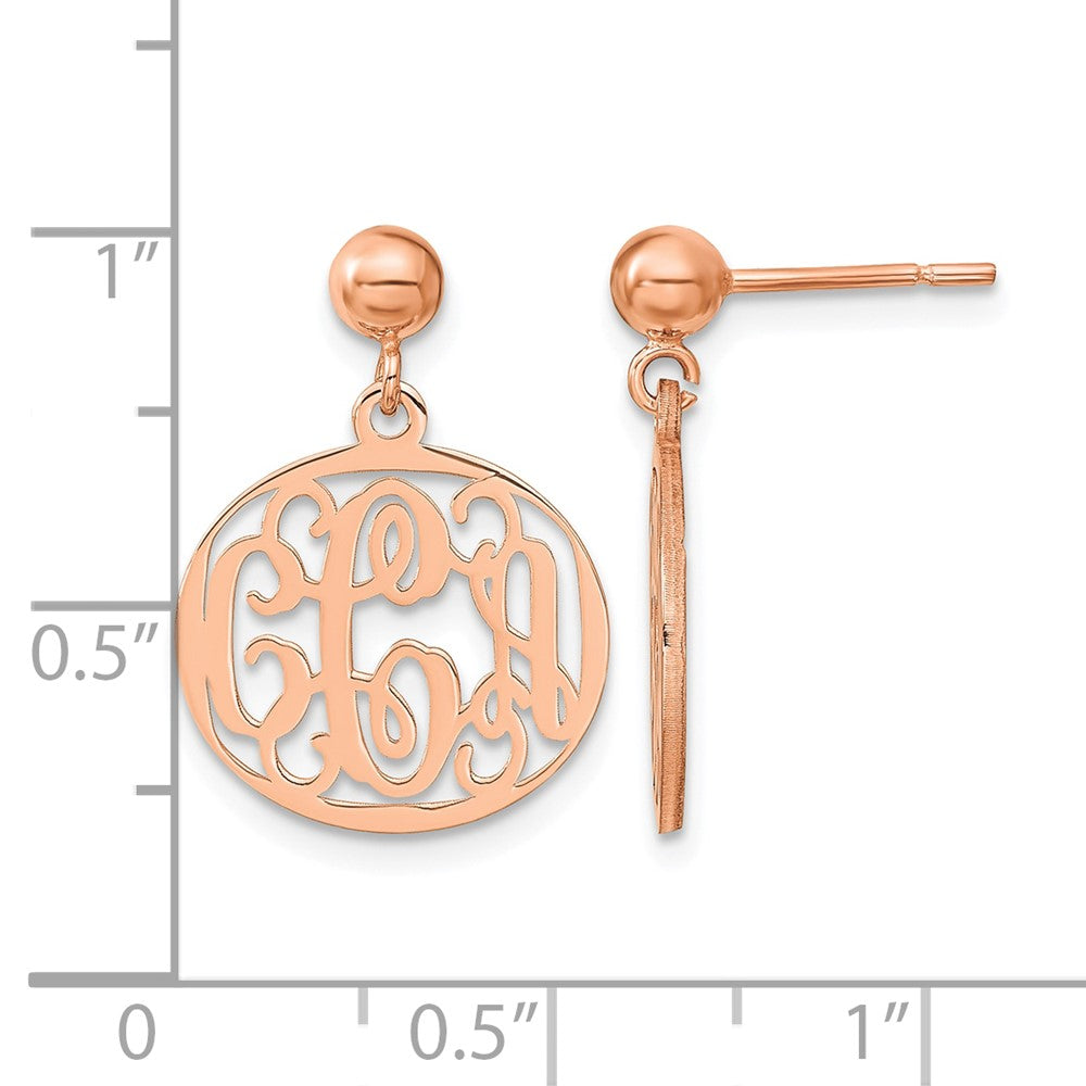 Sterling Silver/Rose-plated Monogram Dangle Earrings