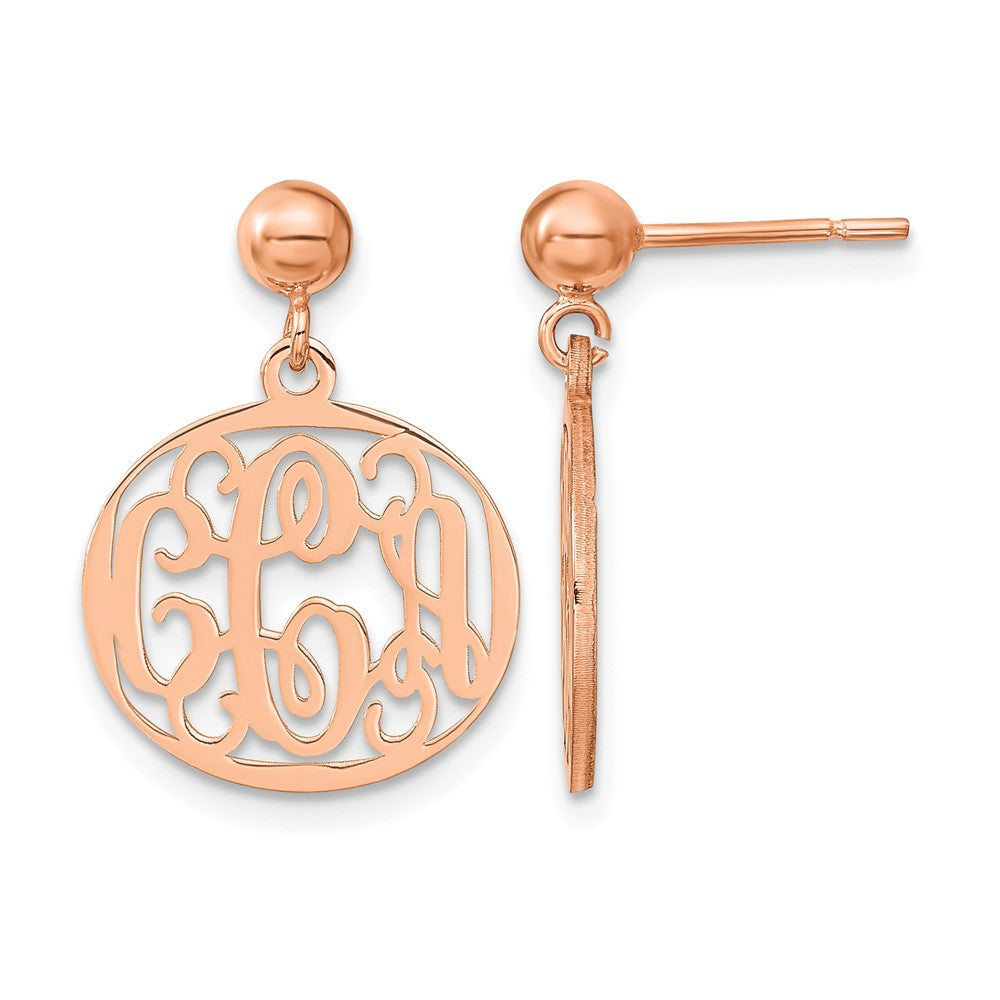 Sterling Silver/Rose-plated Monogram Dangle Earrings