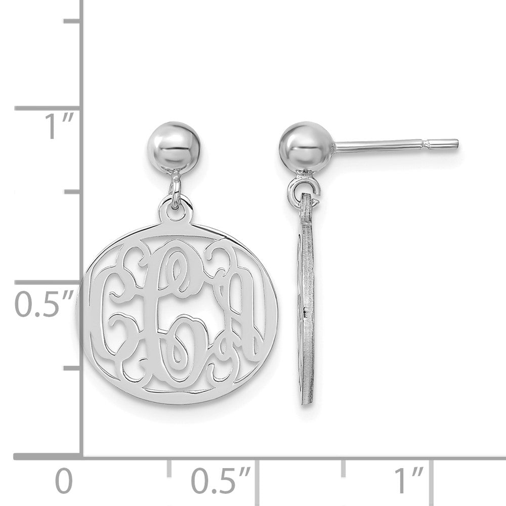 14k White Gold Monogram Dangle Earrings