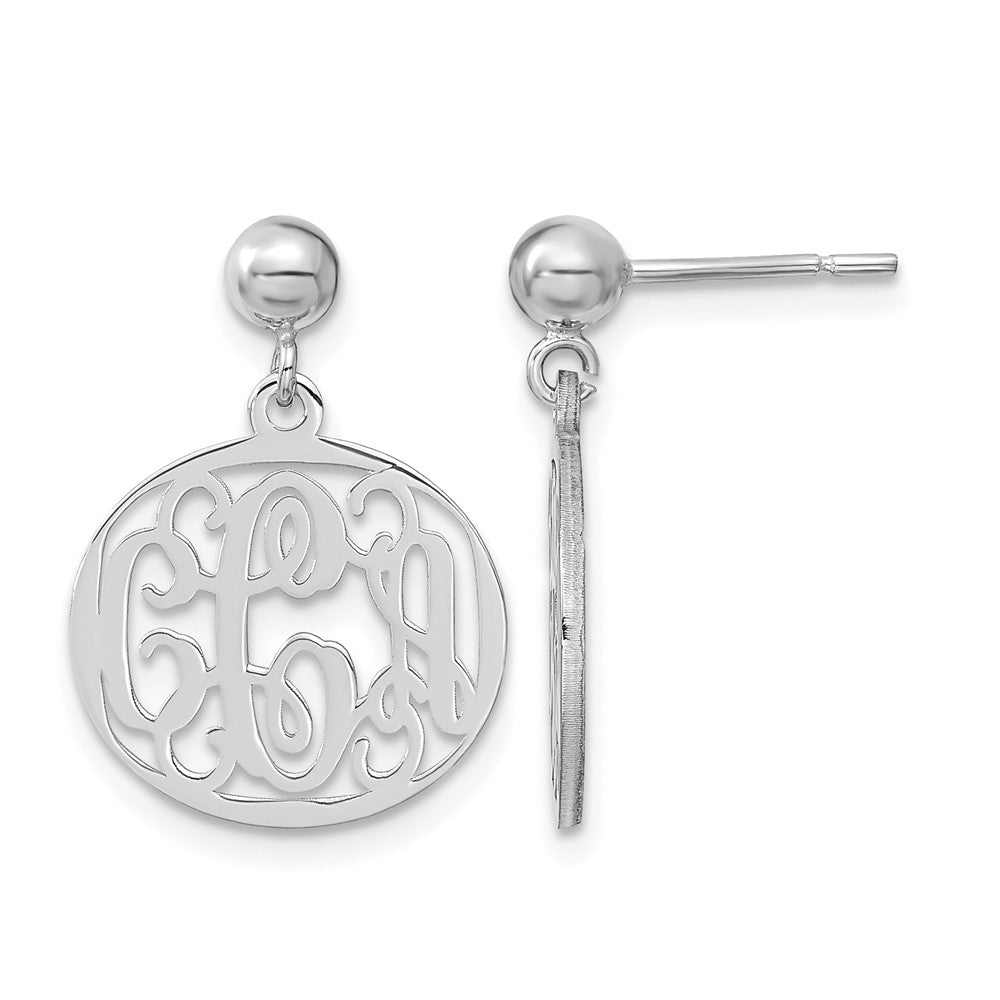 14k White Gold Monogram Dangle Earrings