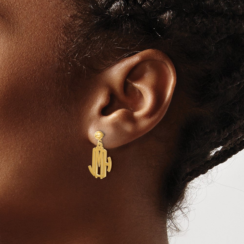 14k Yellow Gold Monogram Dangle Earrings