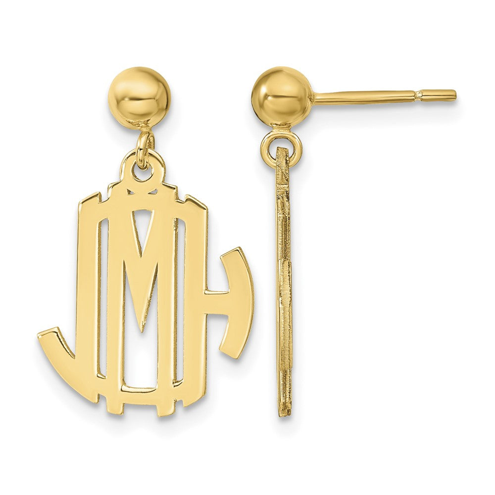 14k Yellow Gold Monogram Dangle Earrings