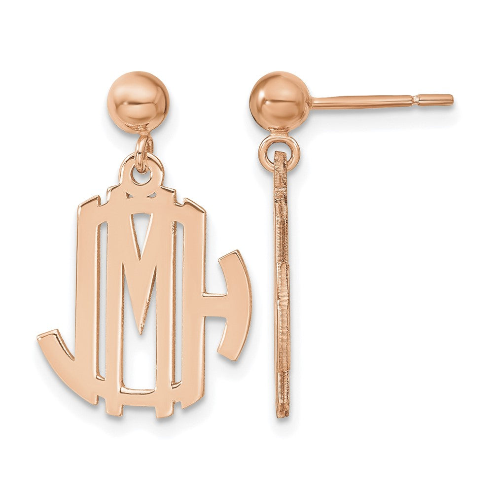 Sterling Silver/Rose-plated Monogram Dangle Earrings