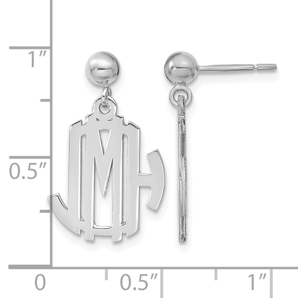 14k White Gold Monogram Dangle Earrings