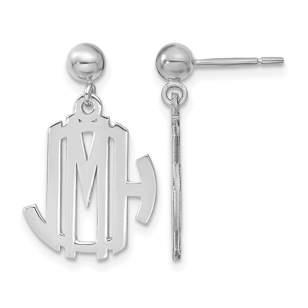 14k White Gold Monogram Dangle Earrings