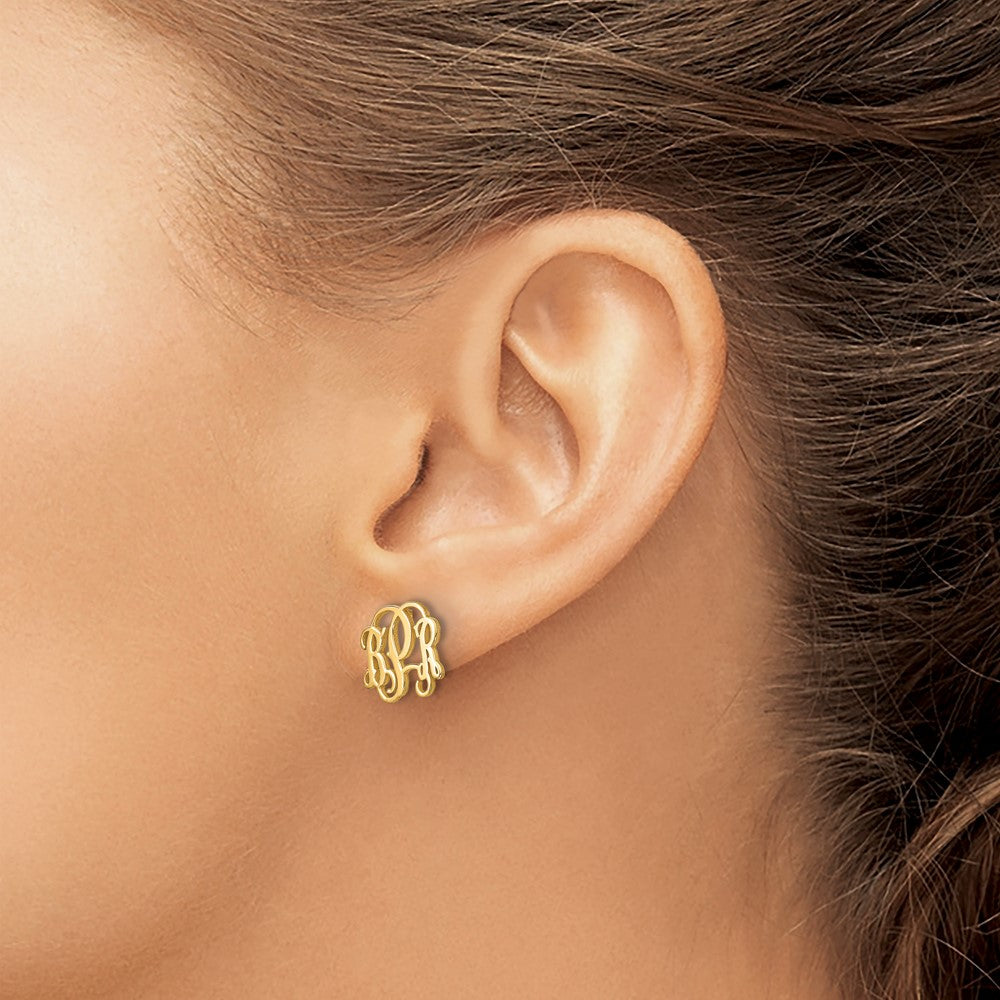 Sterling Silver/Gold-plated Monogram Post Earrings