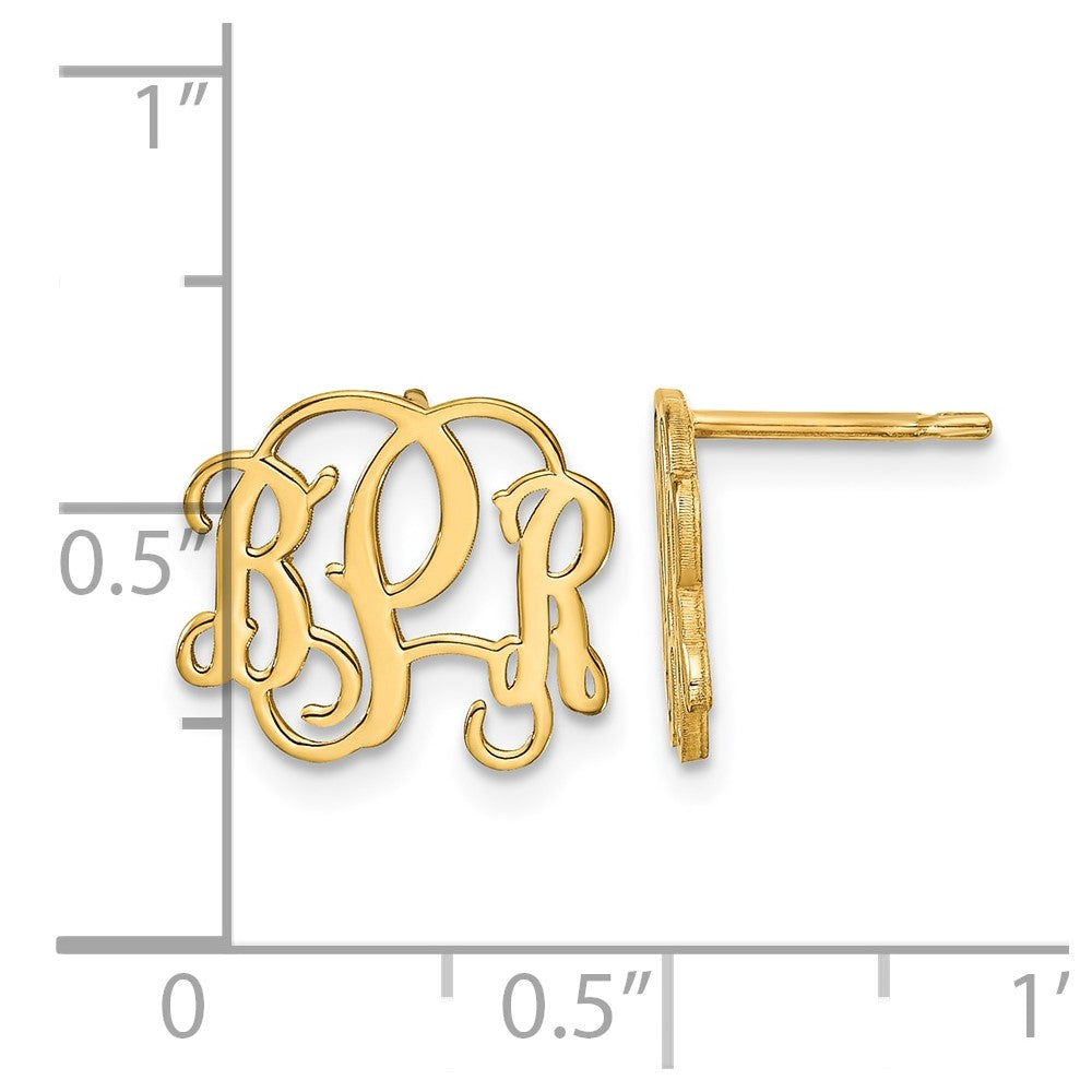 14k Yellow Gold Monogram Post Earrings