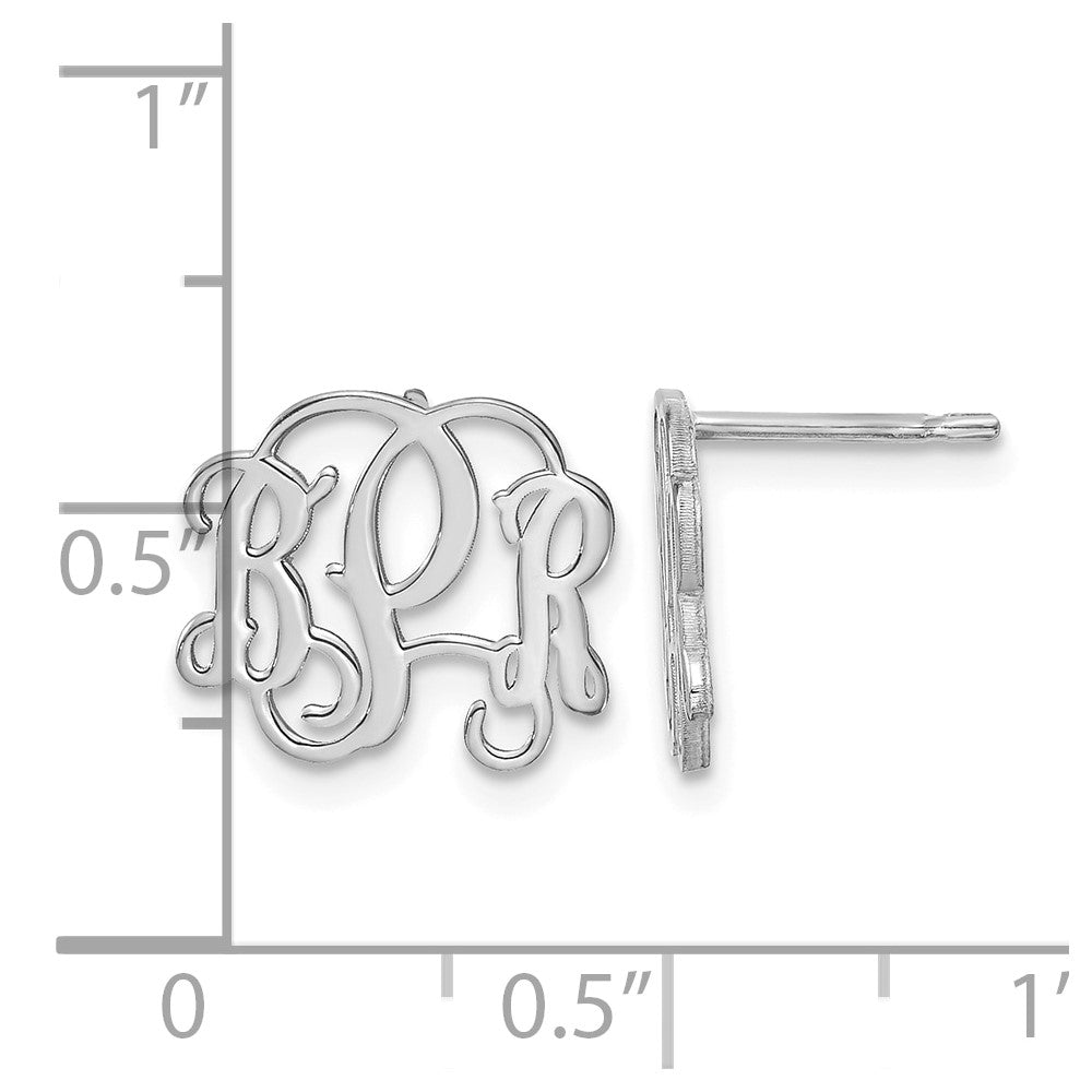 Sterling Silver/Rhodium-plated Monogram Post Earrings