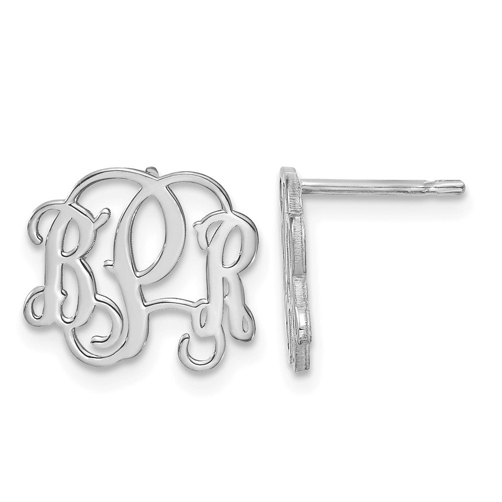 14k White Gold Monogram Post Earrings
