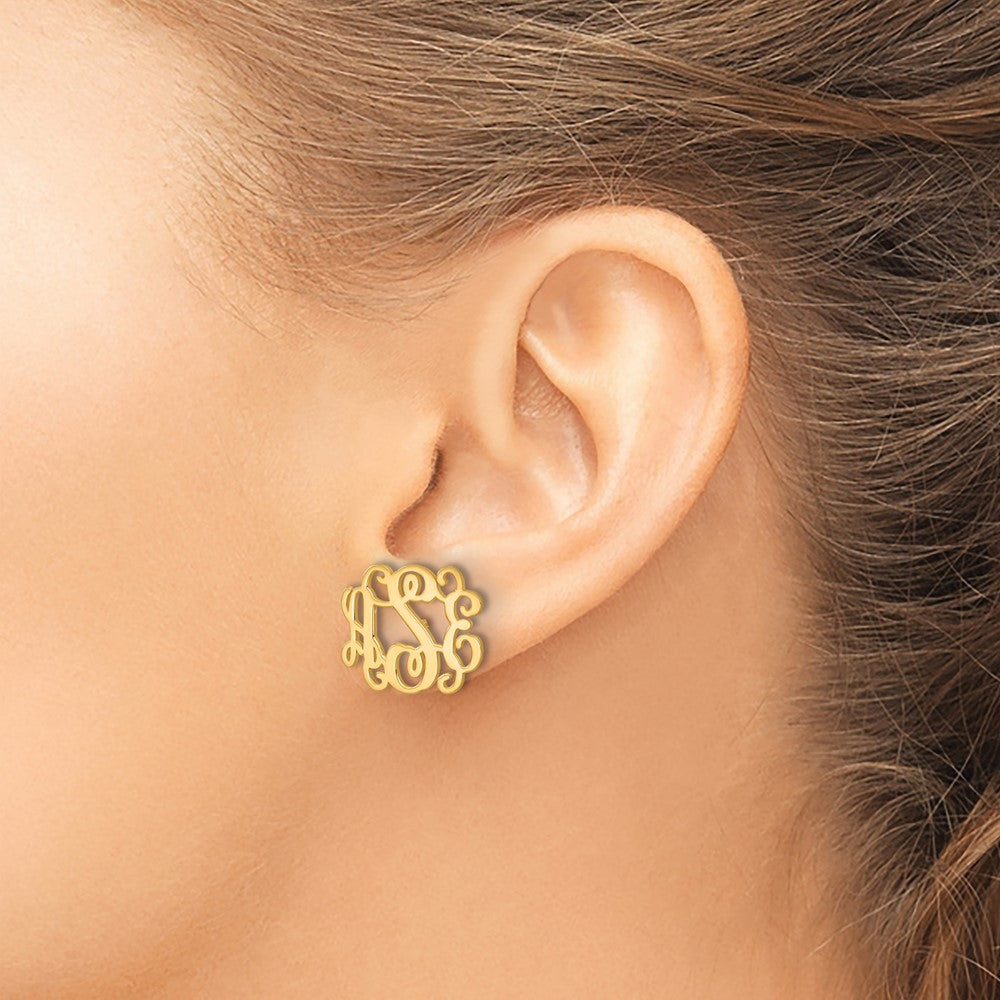 Sterling Silver/Gold-plated Monogram Post Earrings