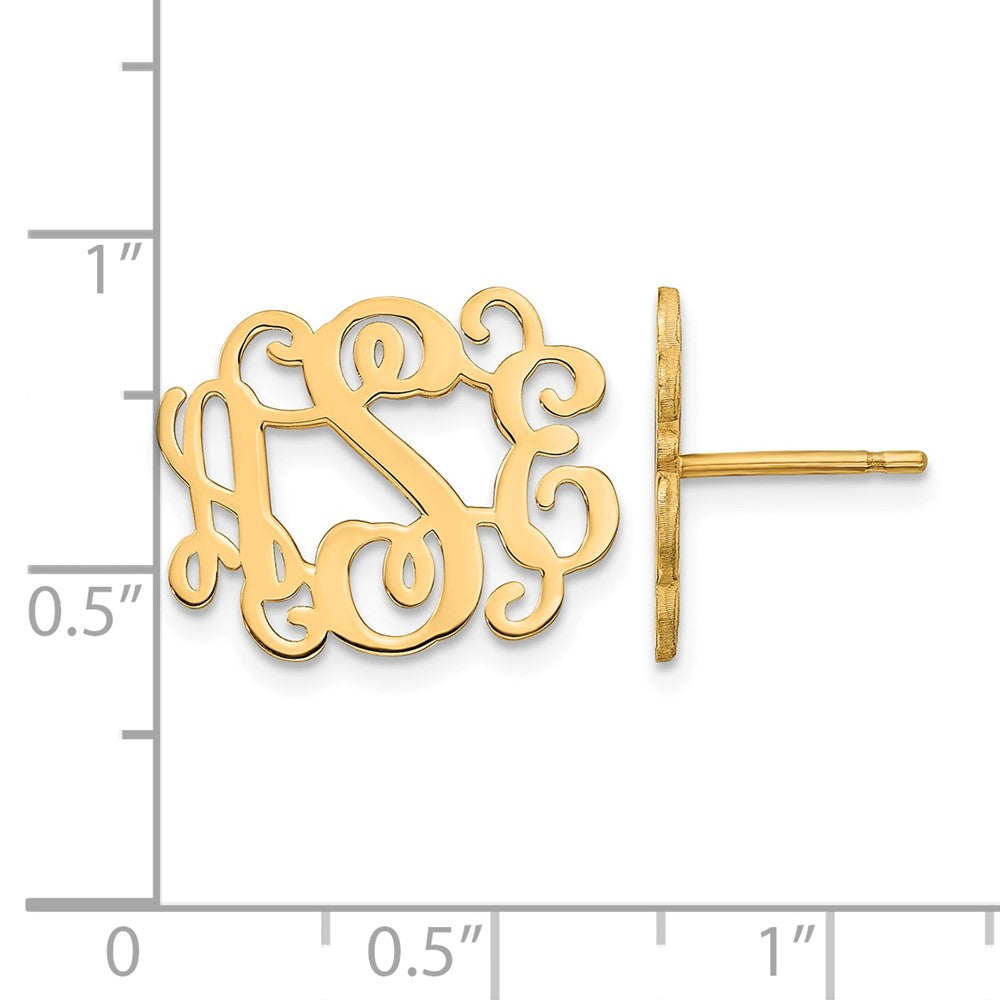 14k Yellow Gold Monogram Post Earrings