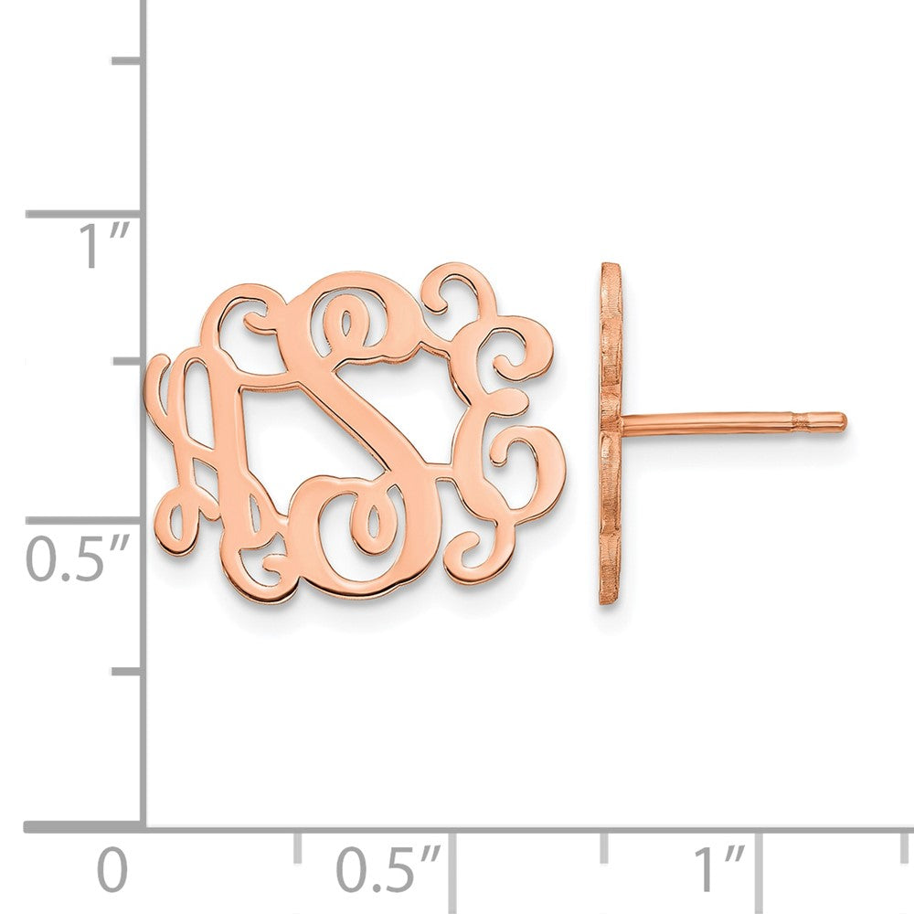 Sterling Silver/Rose-plated Monogram Post Earrings