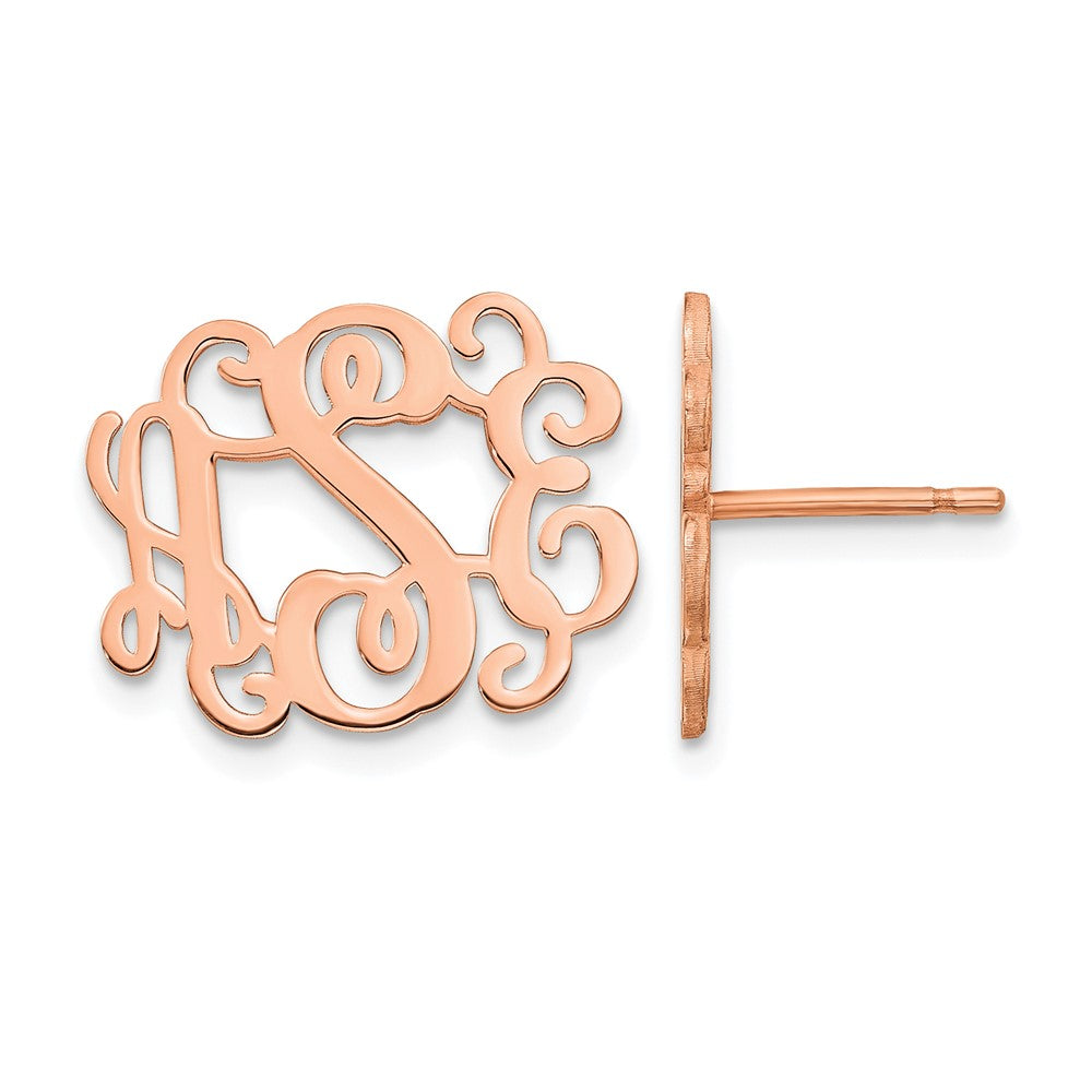 Sterling Silver/Rose-plated Monogram Post Earrings