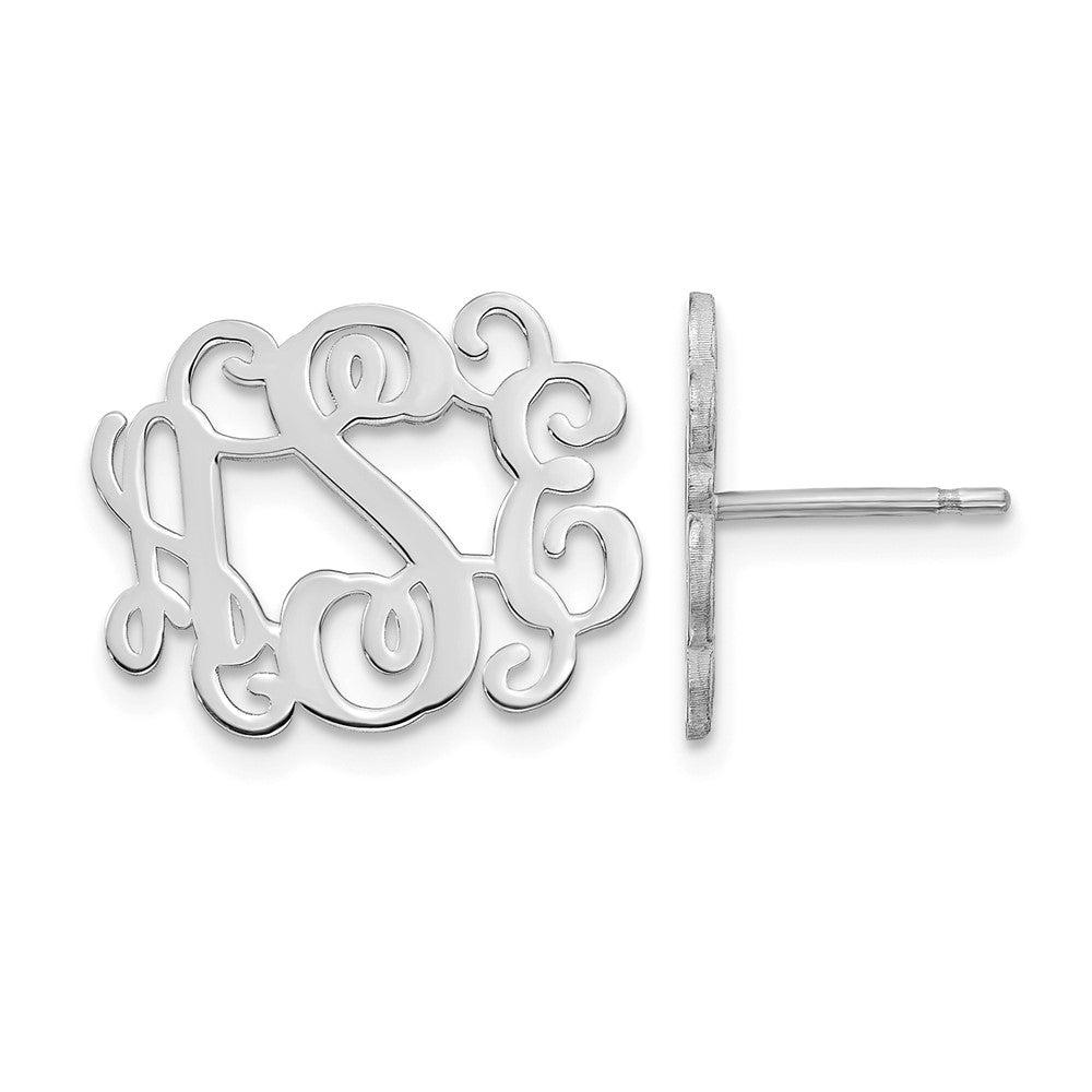 Sterling Silver/Rhodium-plated Monogram Post Earrings