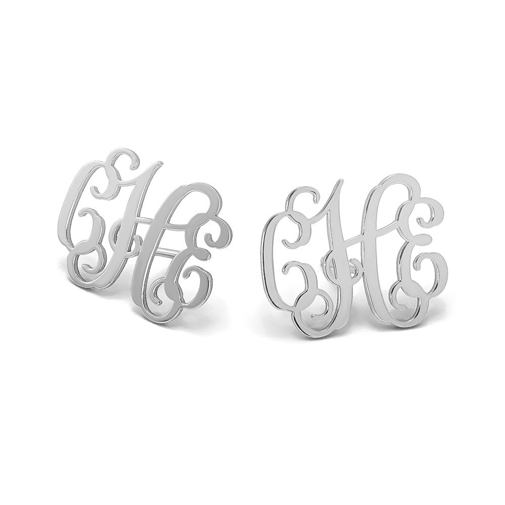 14k White Gold Monogram Post Earrings