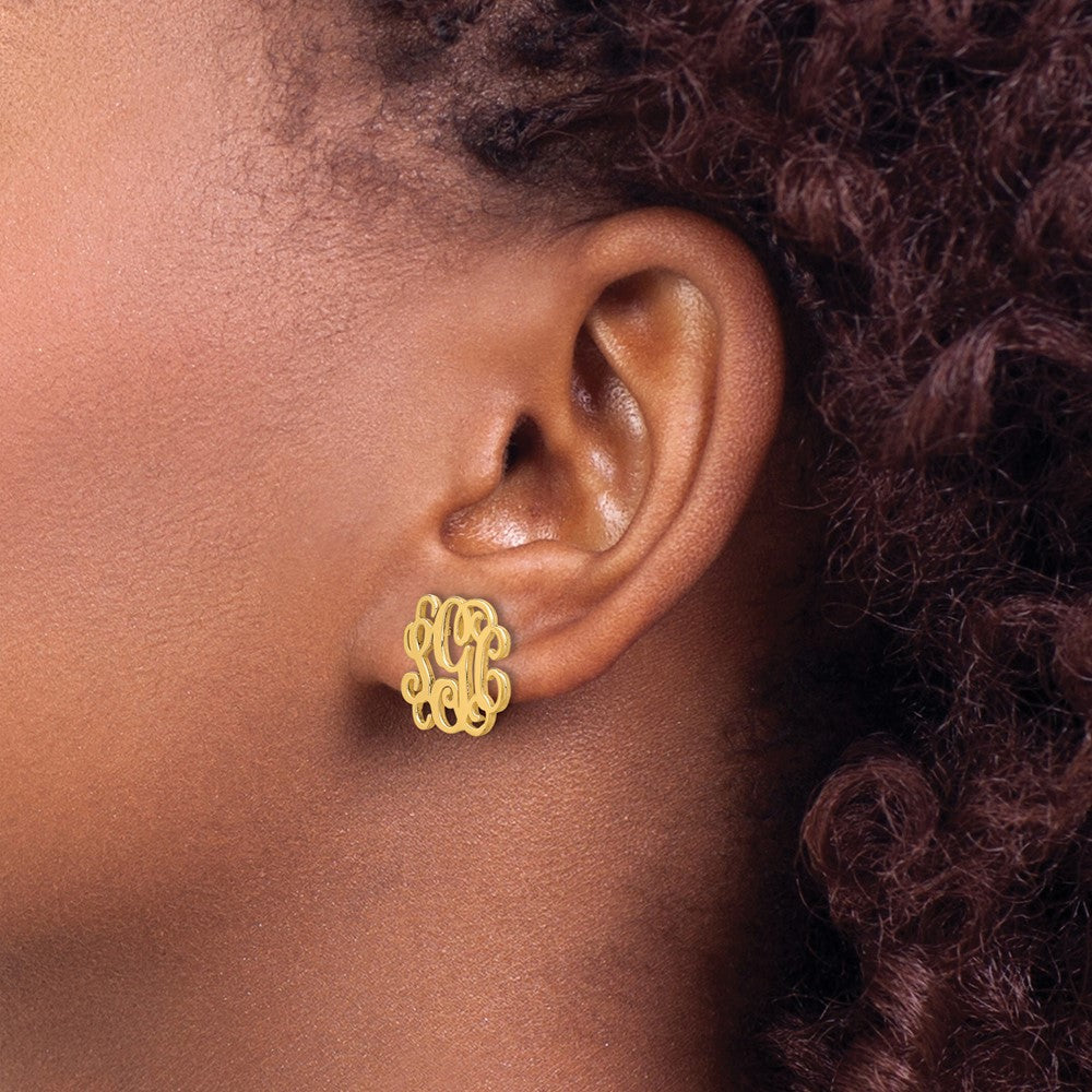 Sterling Silver/Gold-plated Monogram Post Earrings