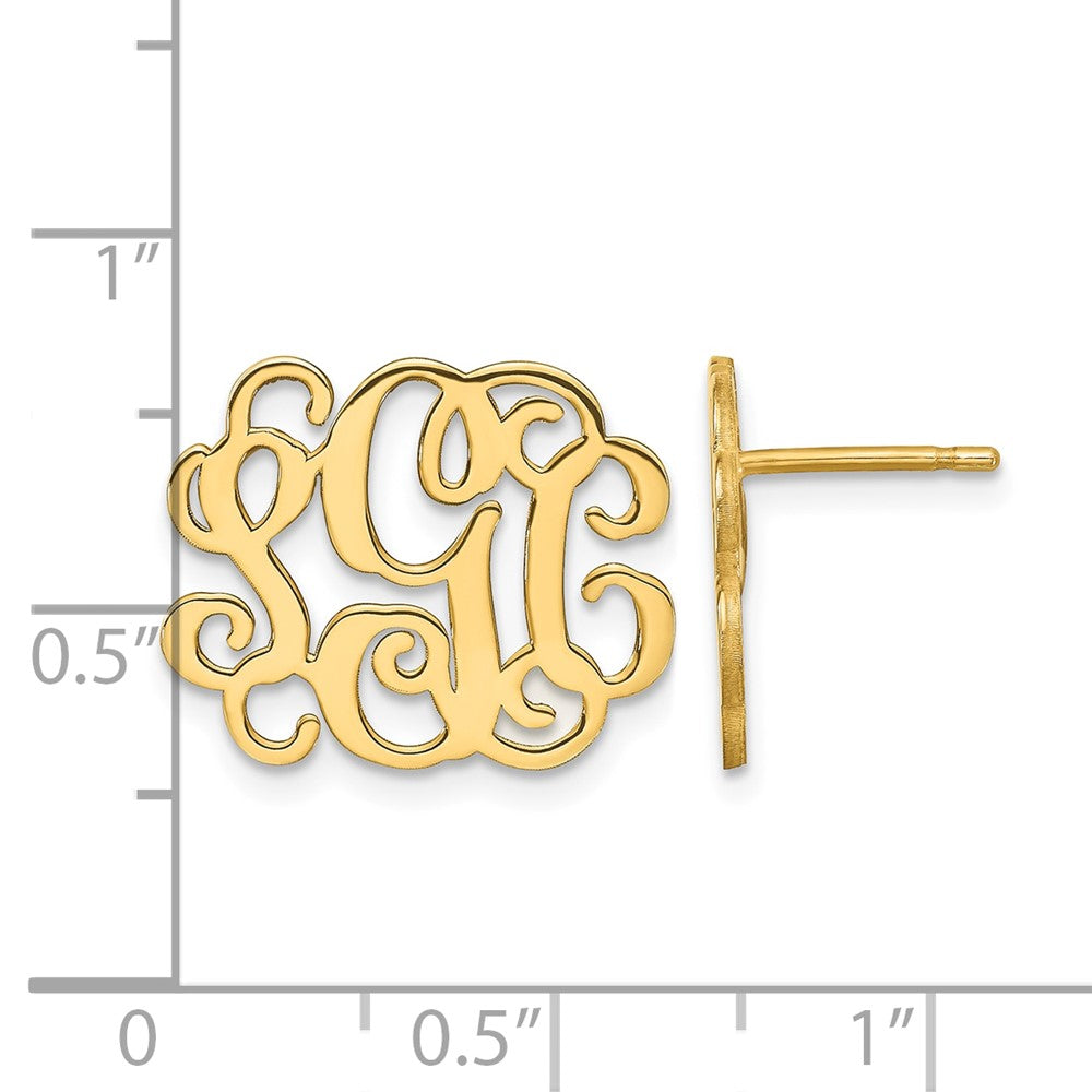 14k Yellow Gold Monogram Post Earrings