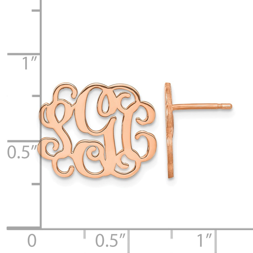 Sterling Silver/Rose-plated Monogram Post Earrings