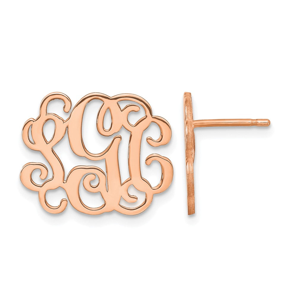 Sterling Silver/Rose-plated Monogram Post Earrings