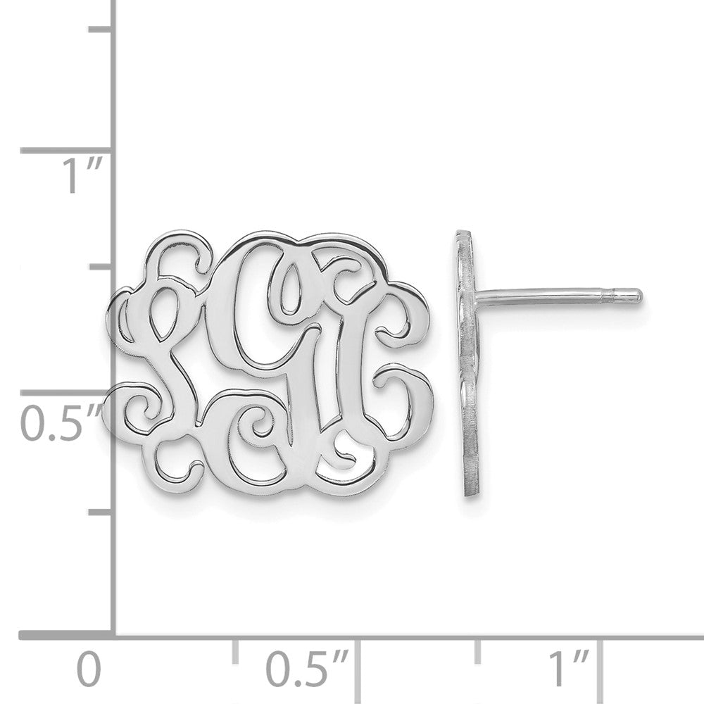 14k White Gold Monogram Post Earrings