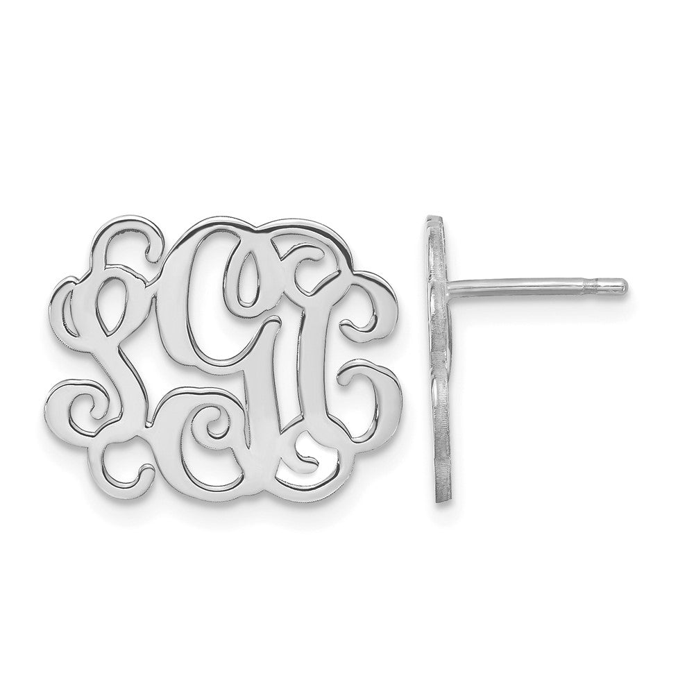 14k White Gold Monogram Post Earrings