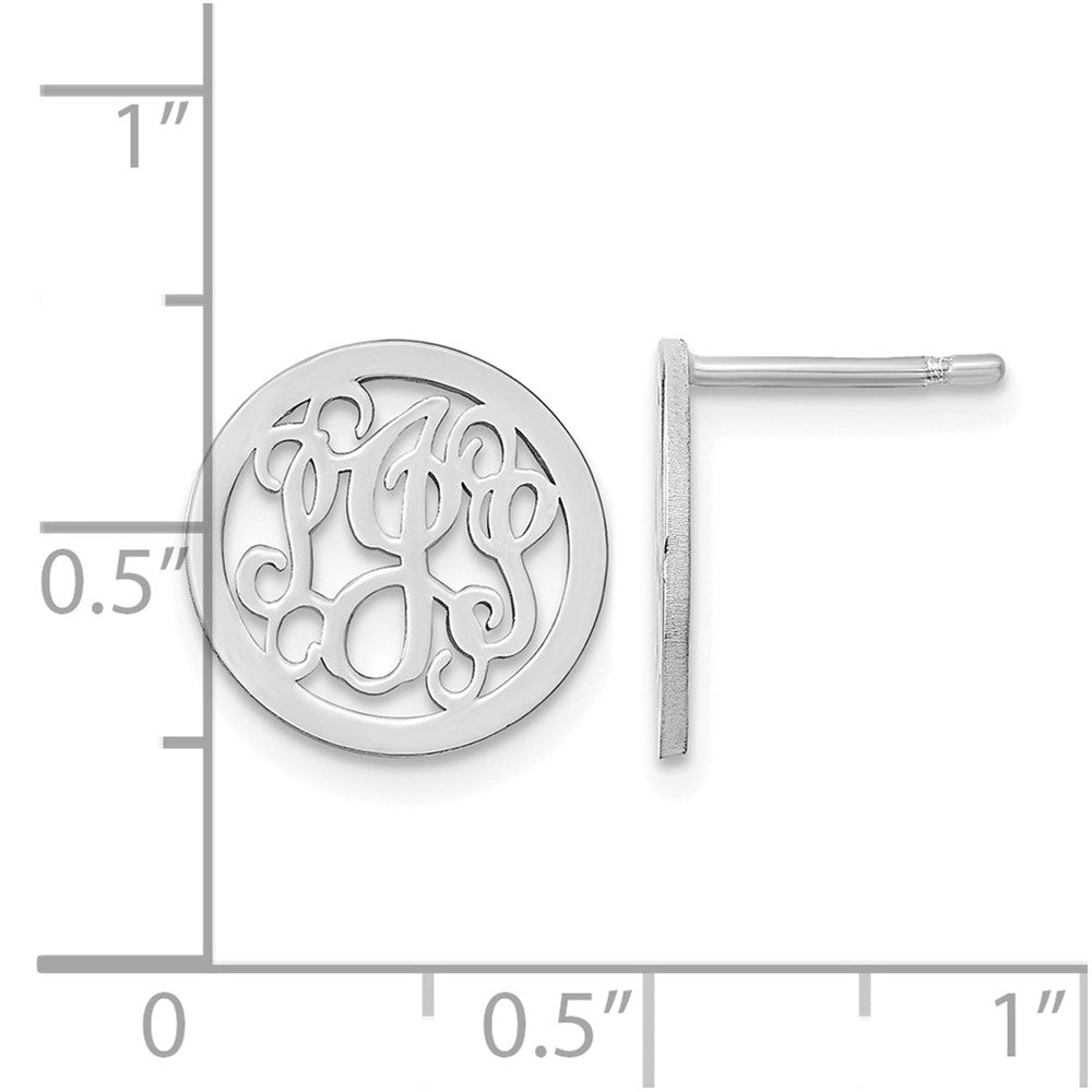 SSilver/Rhodium-plated Small Round Monogram Post Earrings