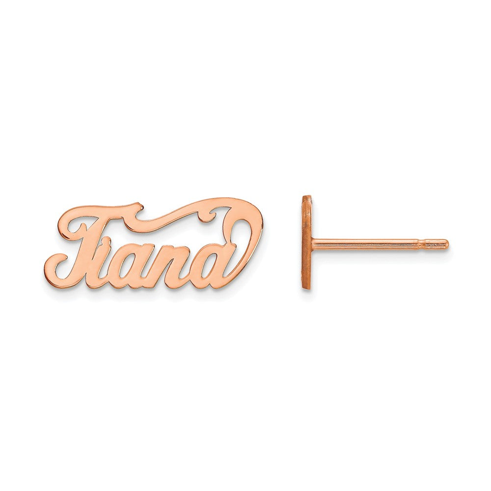 Sterling Silver/Rose-plated Name Plate Post Earrings