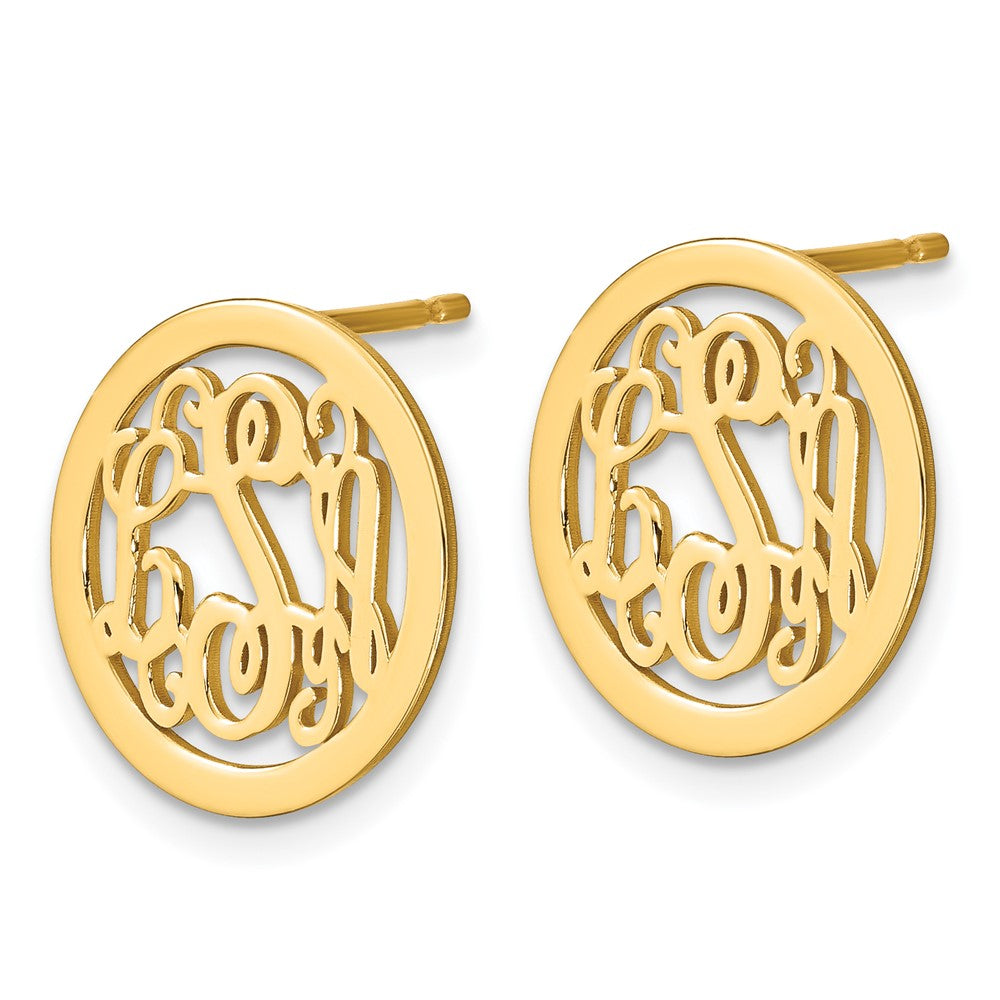 Sterling Silver/Gold-plated Round Monogram Post Earrings