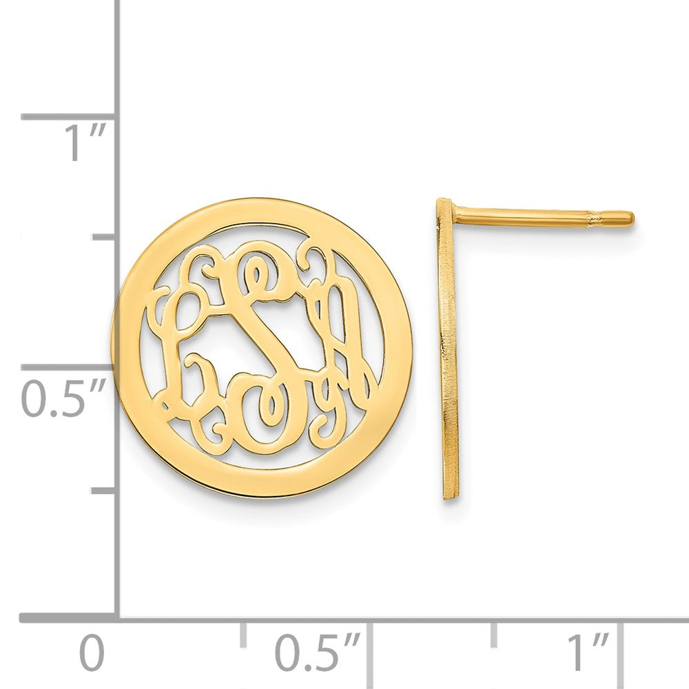 Sterling Silver/Gold-plated Round Monogram Post Earrings