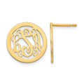 Sterling Silver/Gold-plated Round Monogram Post Earrings