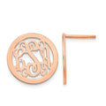 Sterling Silver/Rose-plated Round Monogram Post Earrings