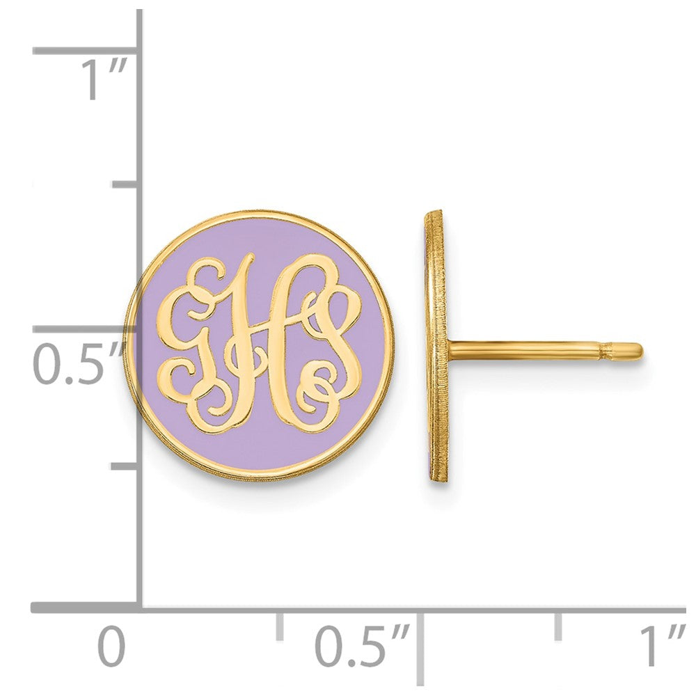Sterling Silver/Gold-plated Round Monogram w/Epoxy Post Earrings