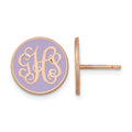 14k Rose Gold Round Monogram w/Epoxy Post Earrings with Pink Plated YG Post