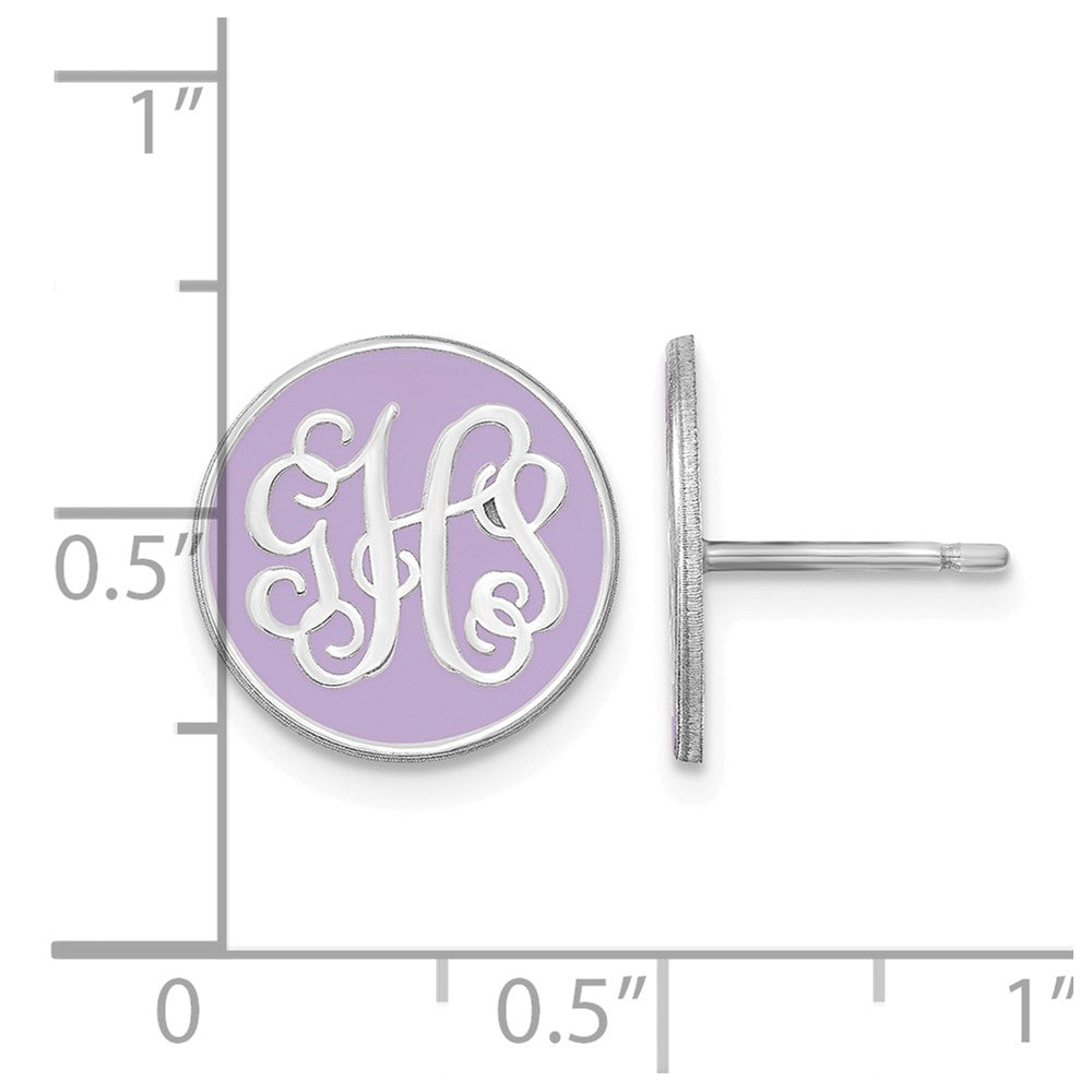 10k White Gold Round Monogram w/Epoxy Post Earrings