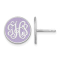 SSilver/Rhodium-plated Round Monogram w/Epoxy Post Earrings