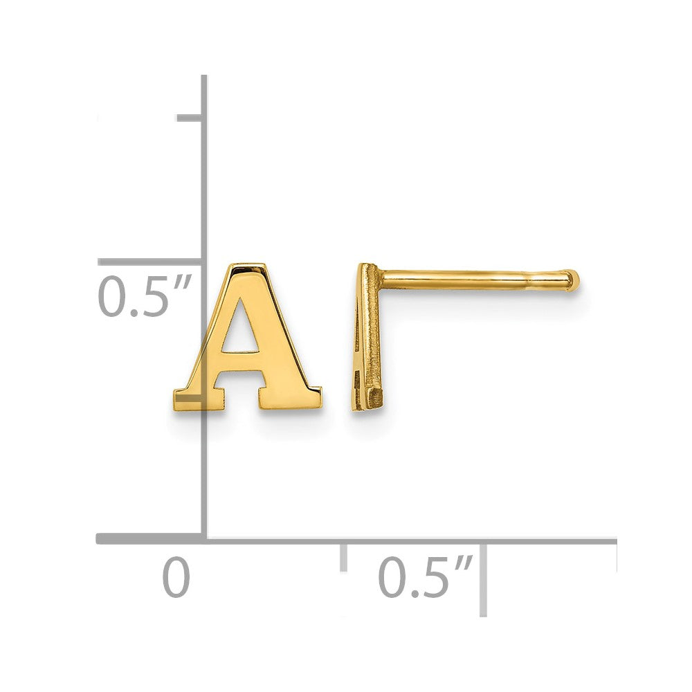 Sterling Silver Gold-plated Letter A Initial Post Earrings