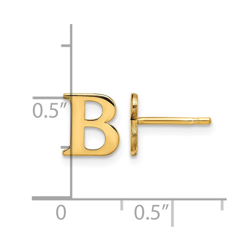 Sterling Silver Gold-plated Letter B Initial Post Earrings
