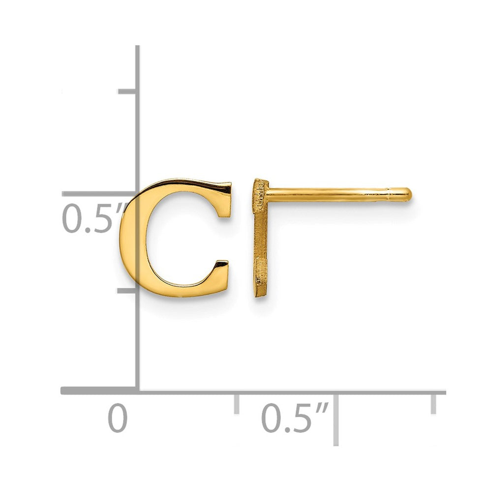 Sterling Silver Gold-plated Letter C Initial Post Earrings