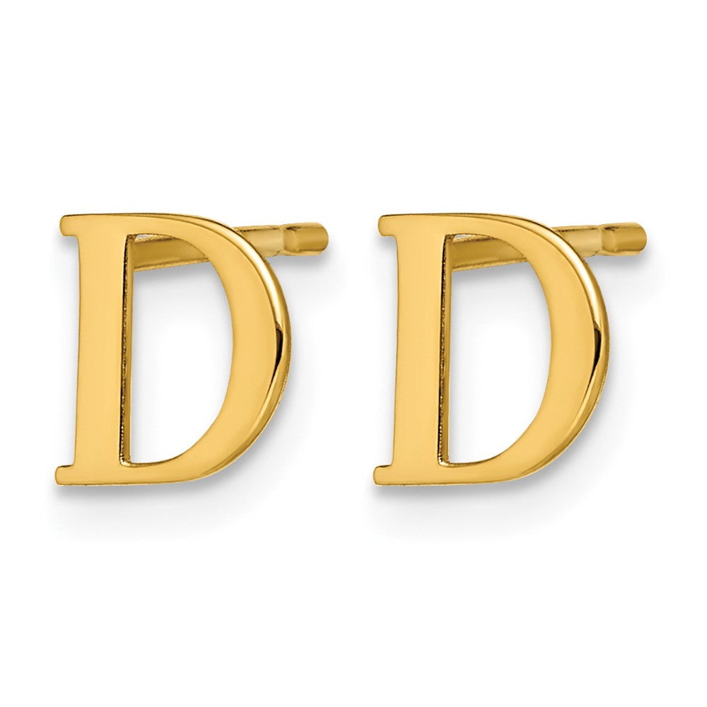 Sterling Silver Gold-plated Letter D Initial Post Earrings