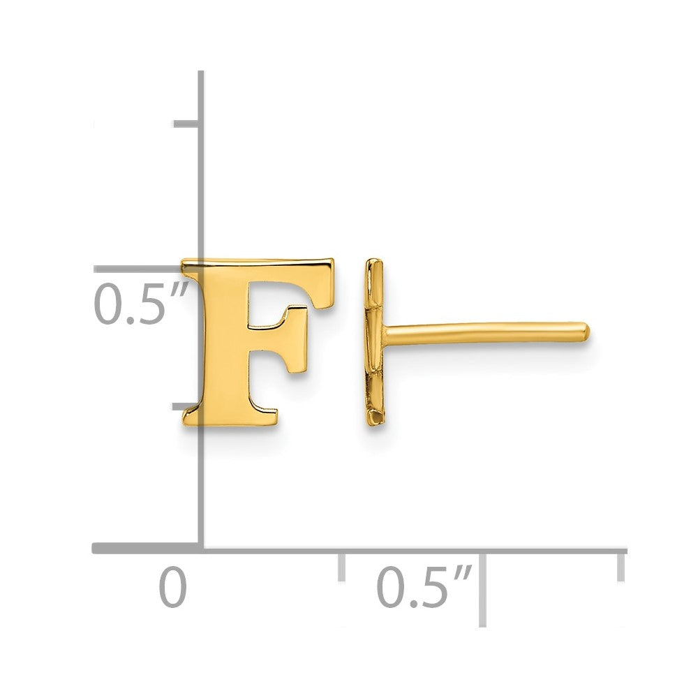 Sterling Silver Gold-plated Letter F Initial Post Earrings