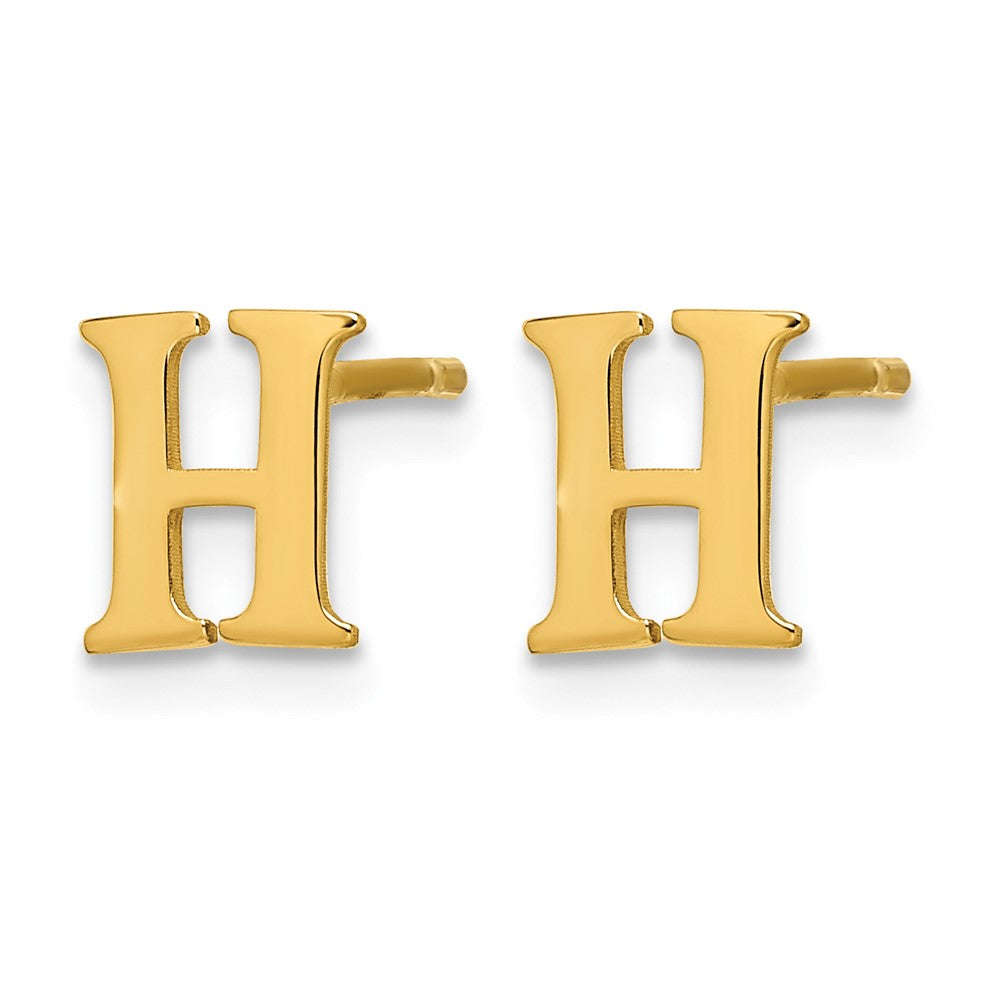 Sterling Silver Gold-plated Letter H Initial Post Earrings