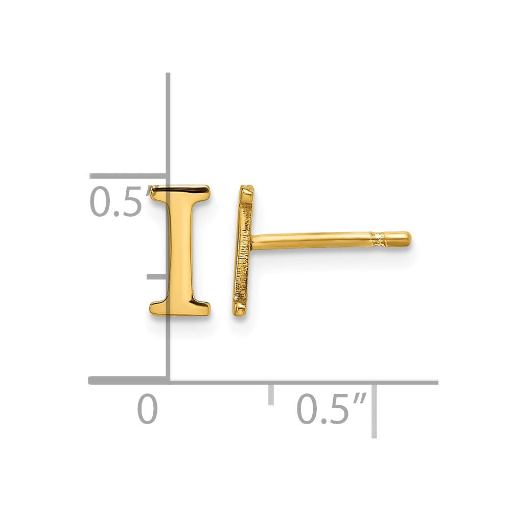 Sterling Silver Gold-plated Letter I Initial Post Earrings
