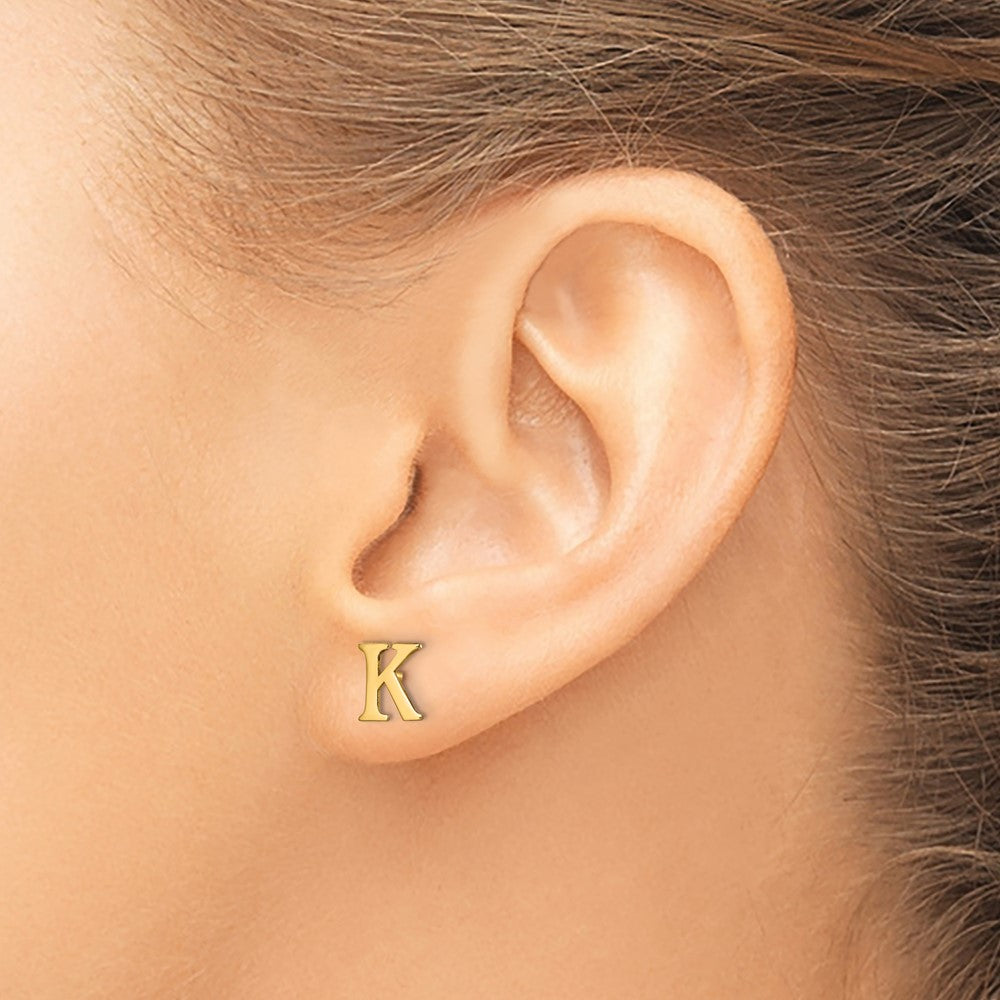 Sterling Silver Gold-plated Letter K Initial Post Earrings