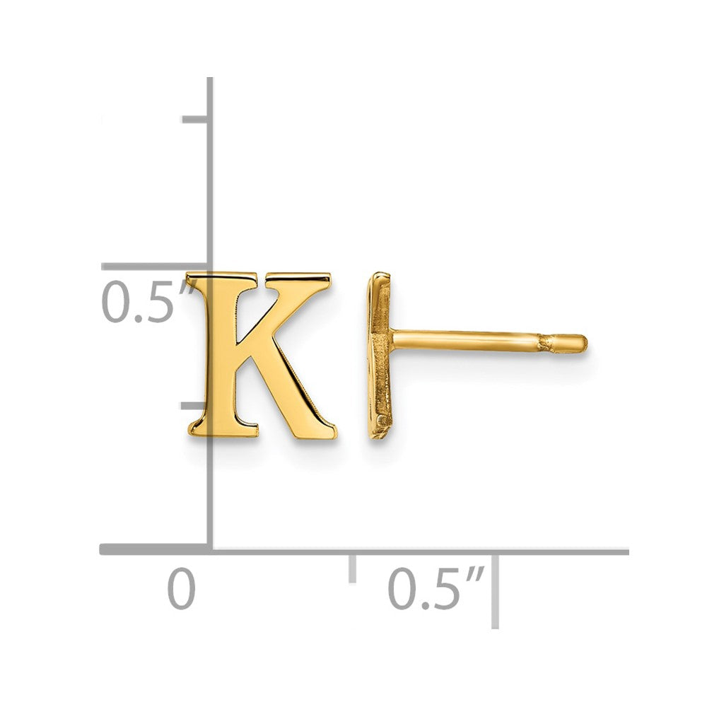 Sterling Silver Gold-plated Letter K Initial Post Earrings